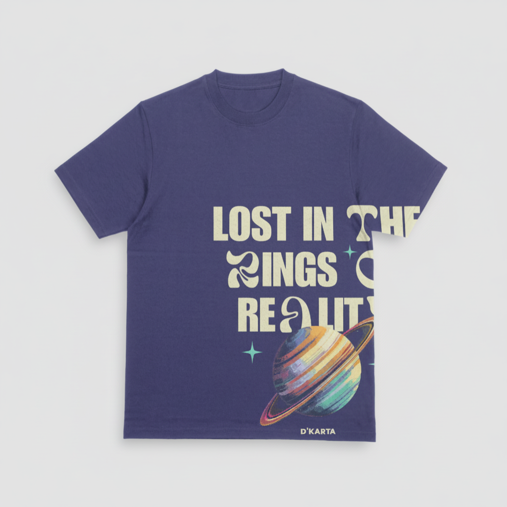Lost in the Rings of Reality T-Shirt - Flat Lay