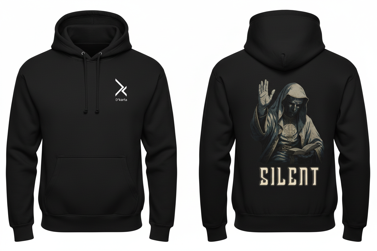 Silent hoodie product mockup showing front and back