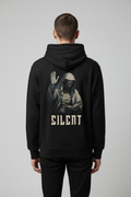 Model wearing Silent hoodie from behind